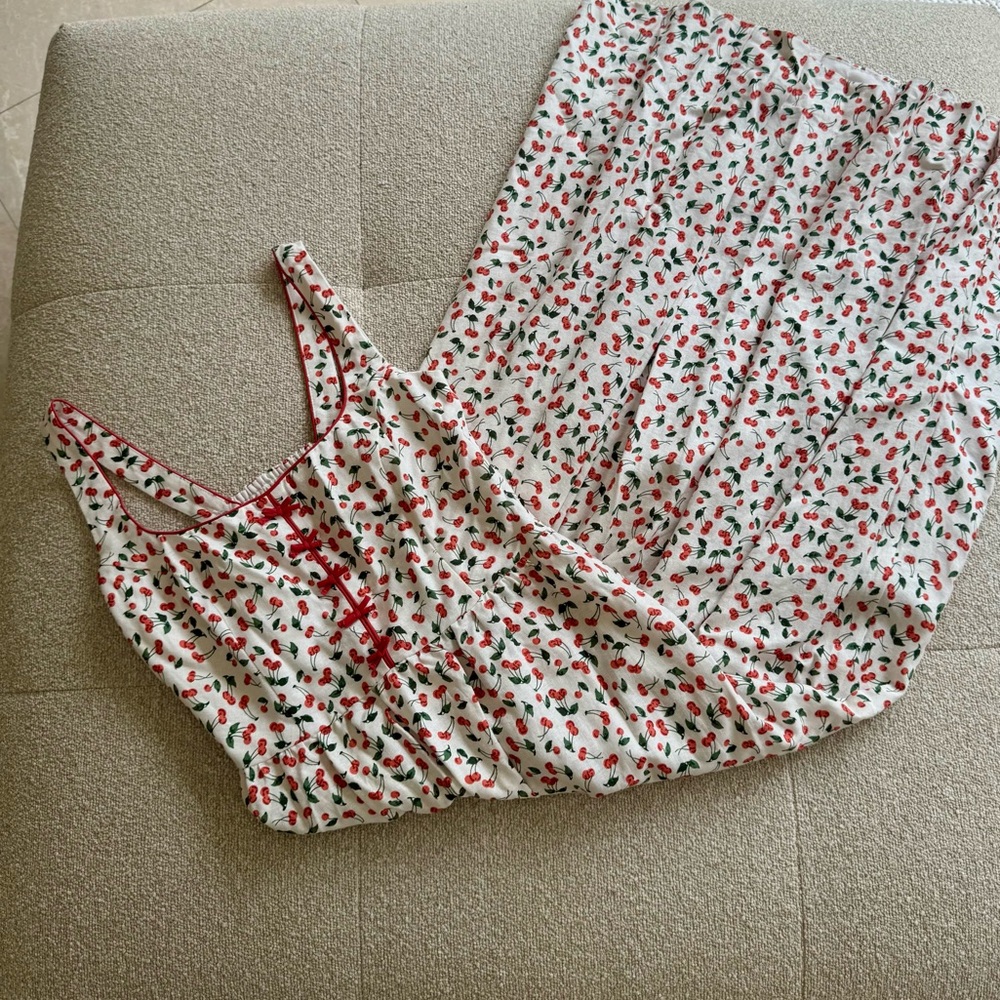 NWT Caroline Constas Cherry Print Maxi Dress NWT Size XS Smocked Back